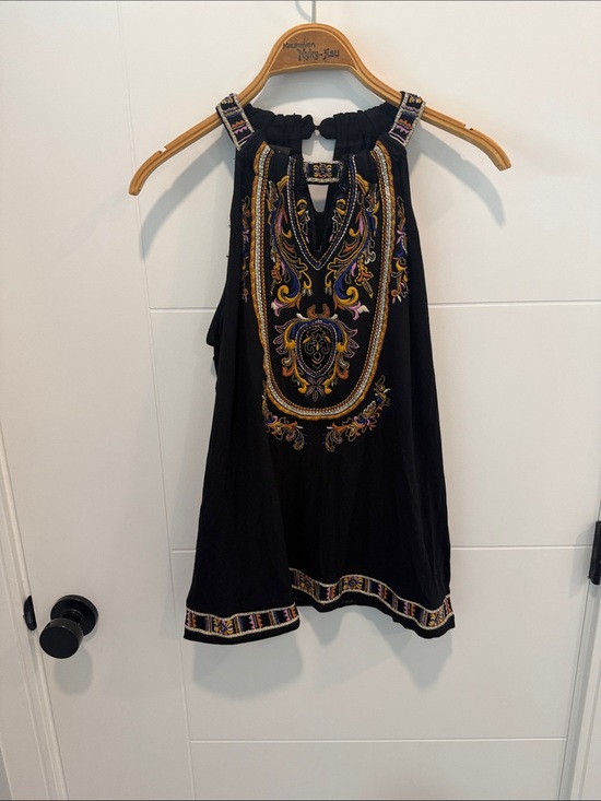 INC International Concepts Tops - INC International Concepts Black Embroidered Strappy shirt size large